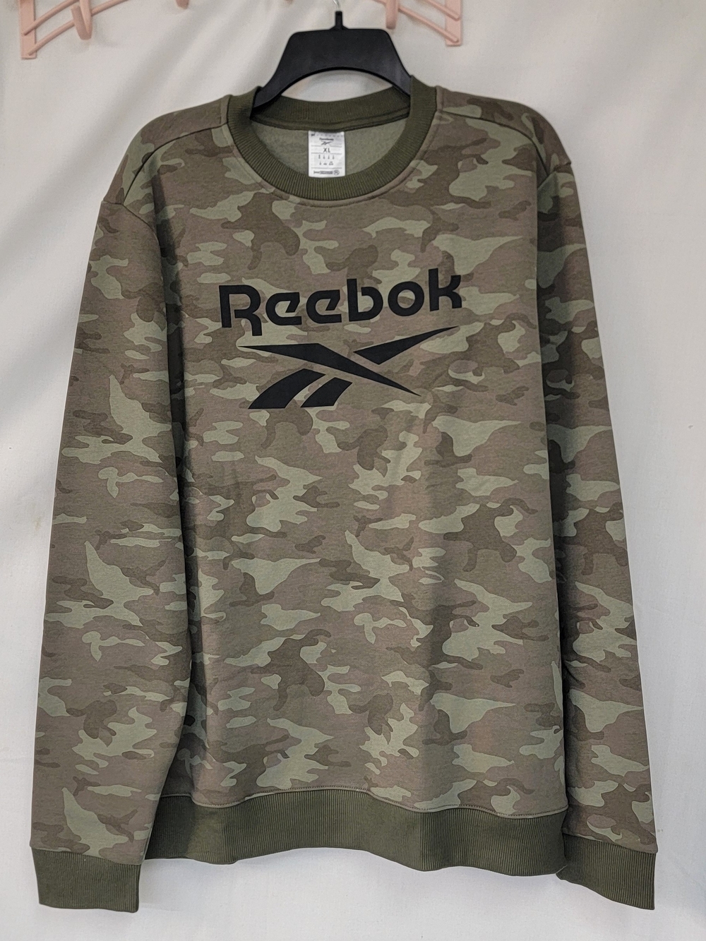Reebok Men’s Camo Crew Neck Sweatshirt - Olive Green